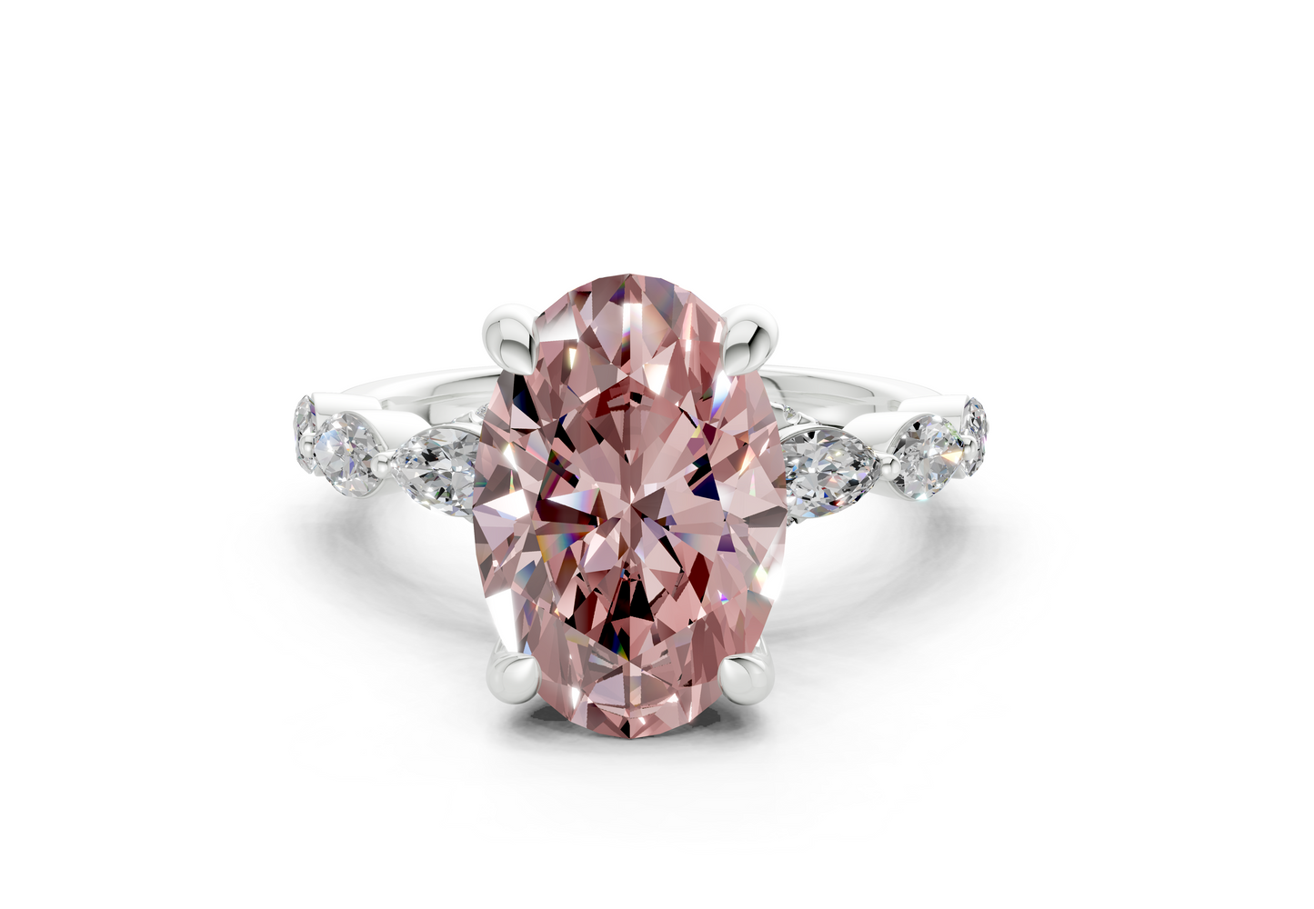 Liana Pink Diamond Accent Oval Cut 2mm Engagement Ring