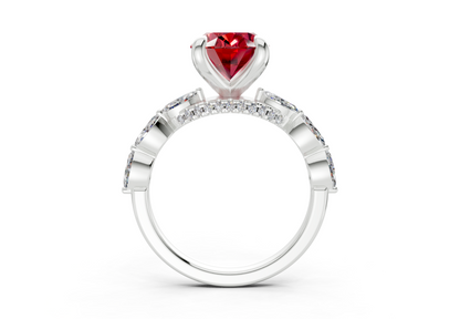 Liana Ruby Gemstone Accent Oval Cut 2mm Engagement Ring