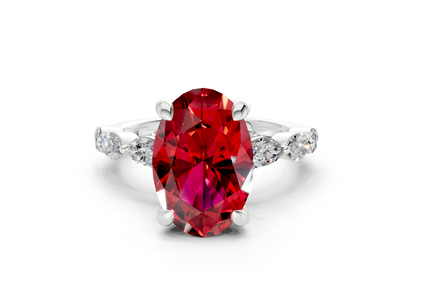 Liana Ruby Gemstone Accent Oval Cut 2mm Engagement Ring