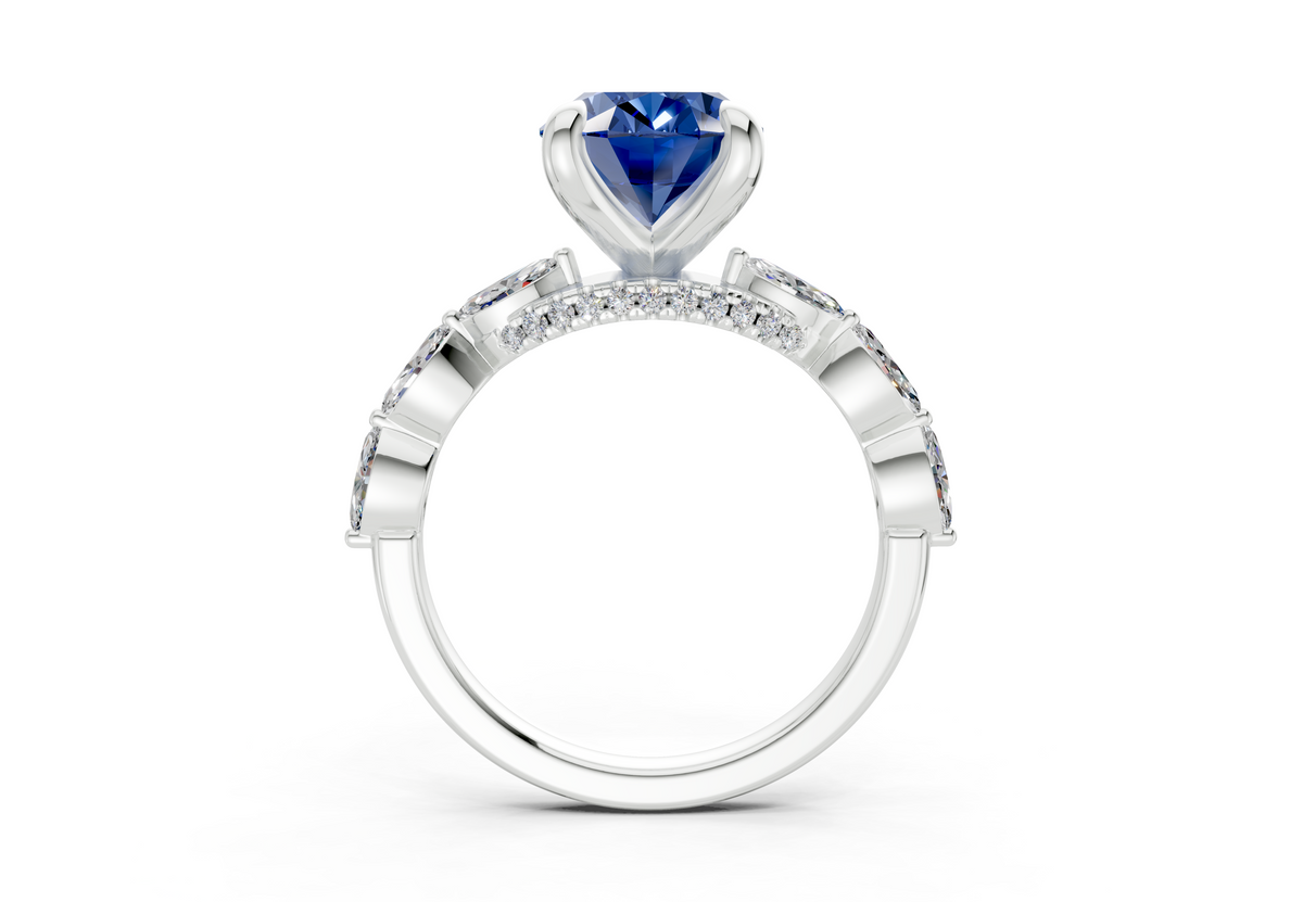 Liana Sapphire Gemstone Accent Oval Cut 2mm Engagement Ring