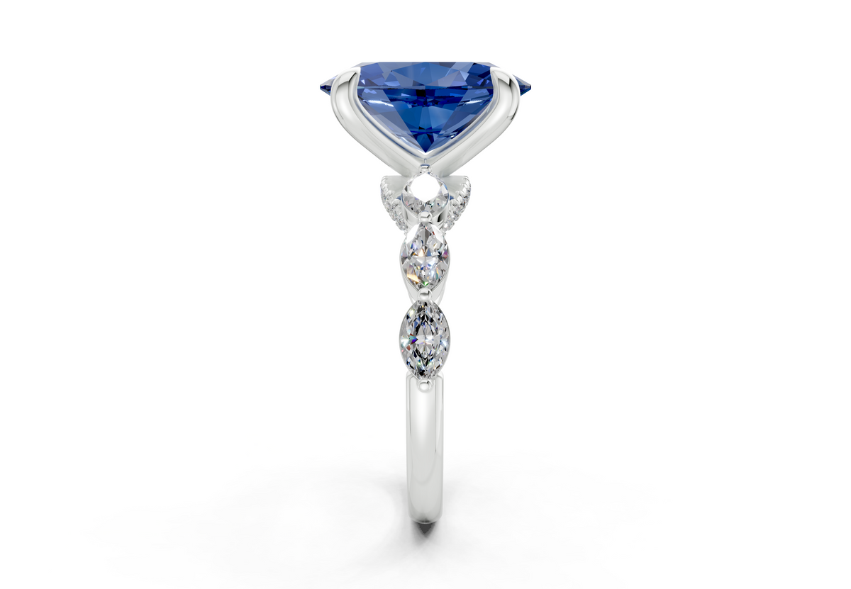 Liana Sapphire Gemstone Accent Oval Cut 2mm Engagement Ring