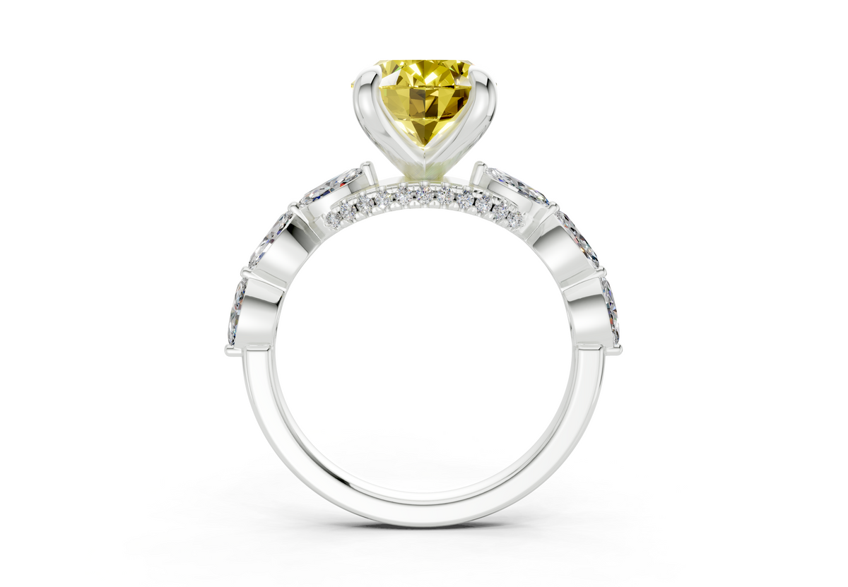 Liana Yellow Diamond Accent Oval Cut 2mm Engagement Ring
