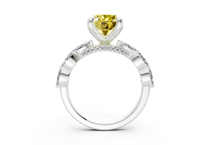 Liana Yellow Diamond Accent Oval Cut 2mm Engagement Ring