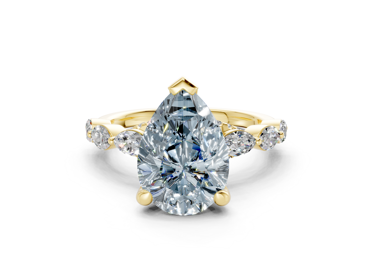 Liana Blue Diamond Accent Pear Cut 2mm Engagement Ring