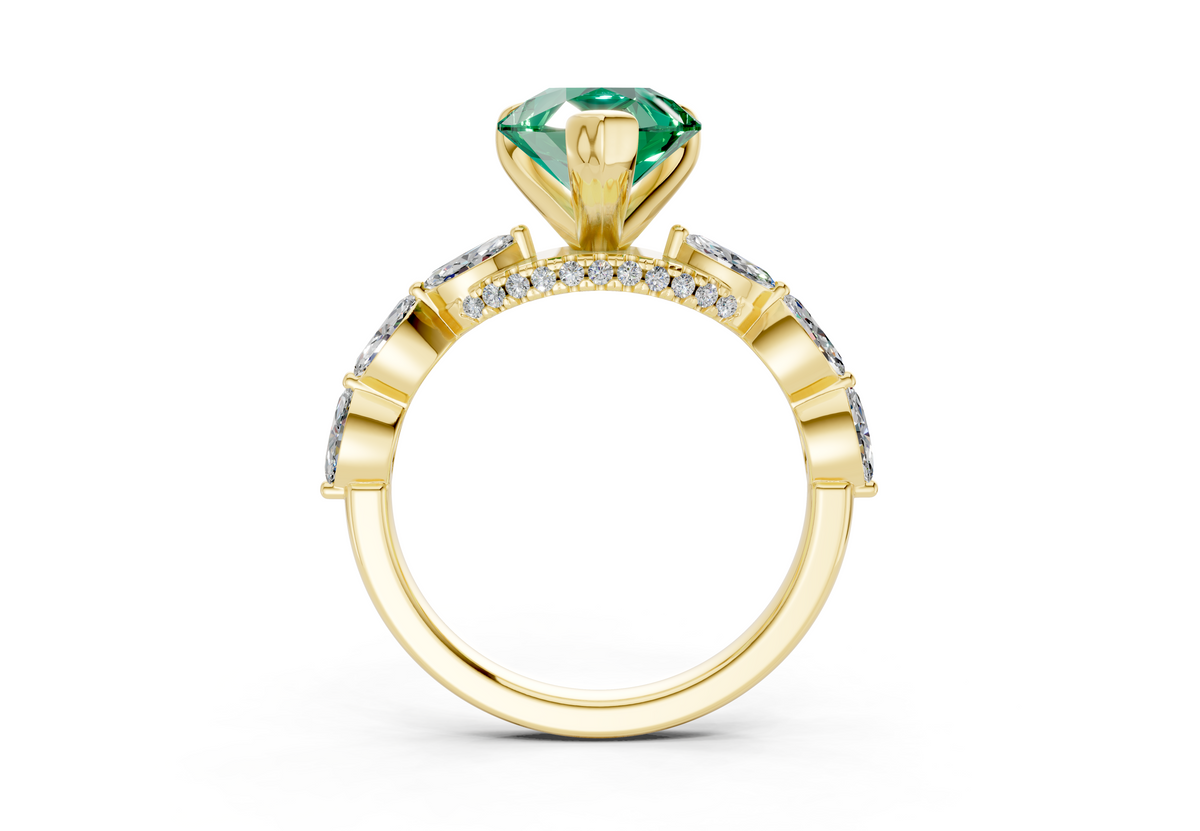 Liana Emerald Gemstone Accent Pear Cut 2mm Engagement Ring