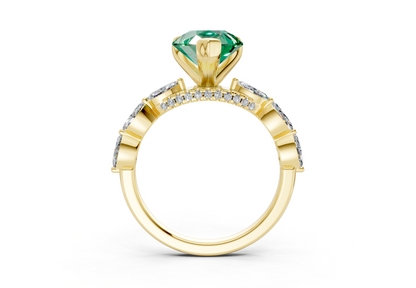 Liana Emerald Gemstone Accent Pear Cut 2mm Engagement Ring