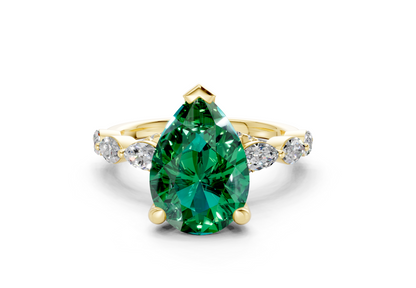 Liana Emerald Gemstone Accent Pear Cut 2mm Engagement Ring