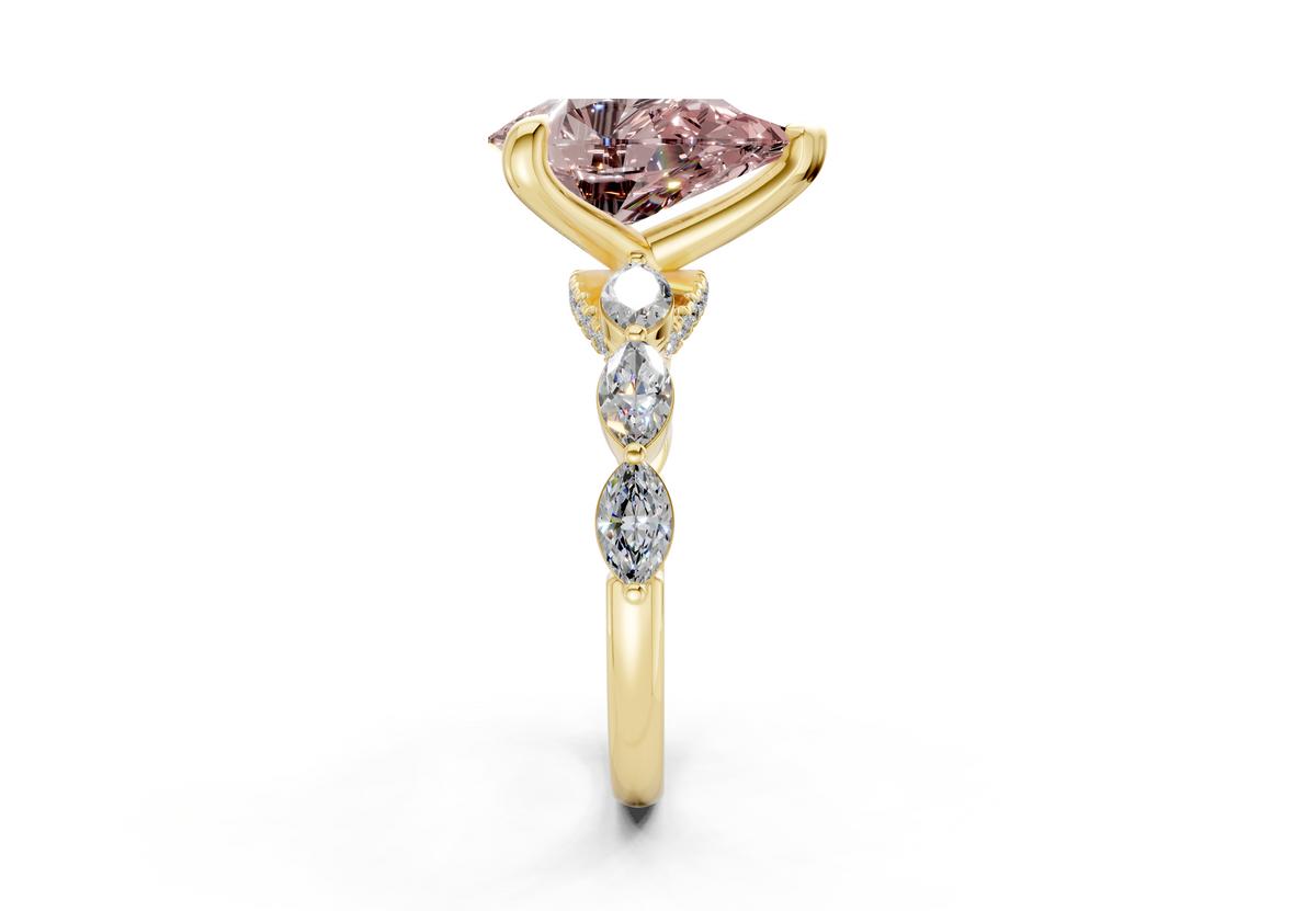 Liana Pink Diamond Accent Pear Cut 2mm Engagement Ring