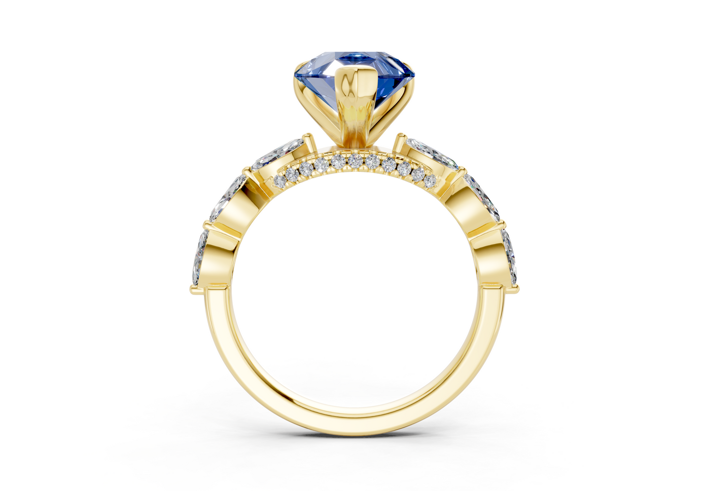 Liana Sapphire Gemstone Accent Pear Cut 2mm Engagement Ring