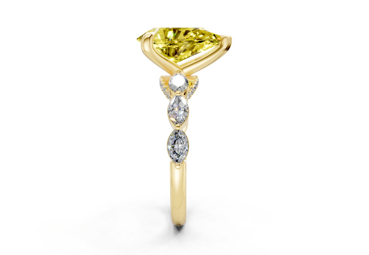 Liana Yellow Diamond Accent Pear Cut 2mm Engagement Ring