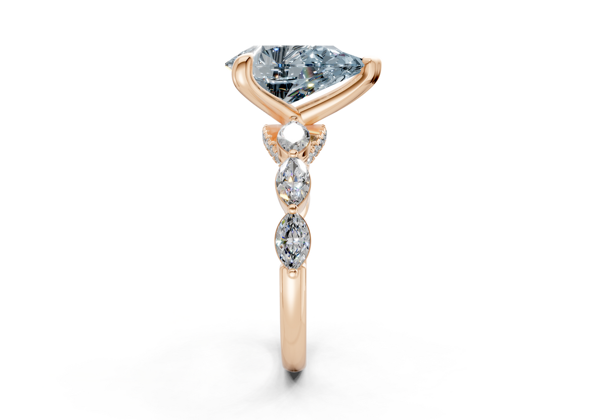 Liana Blue Diamond Accent Pear Cut 2mm Engagement Ring