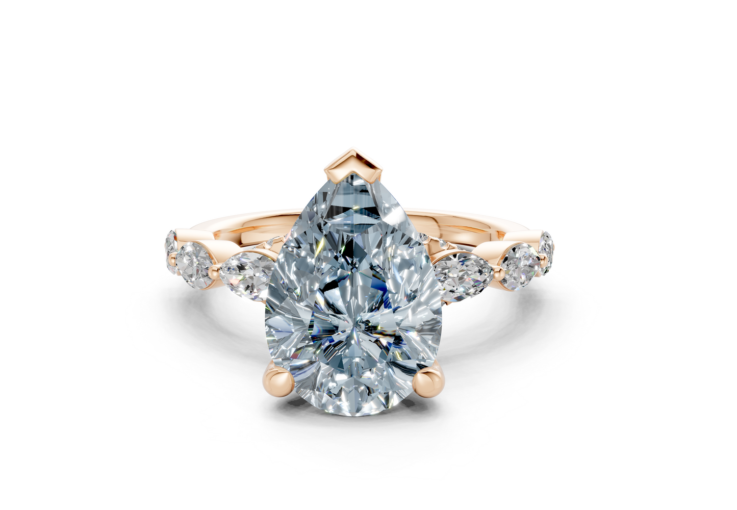 Liana Blue Diamond Accent Pear Cut 2mm Engagement Ring