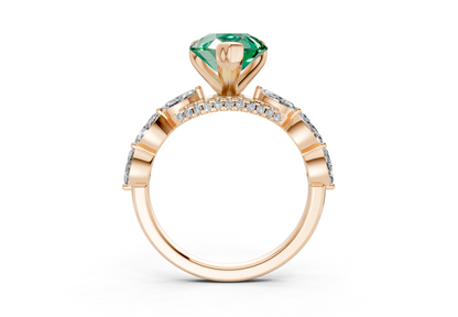Liana Emerald Gemstone Accent Pear Cut 2mm Engagement Ring
