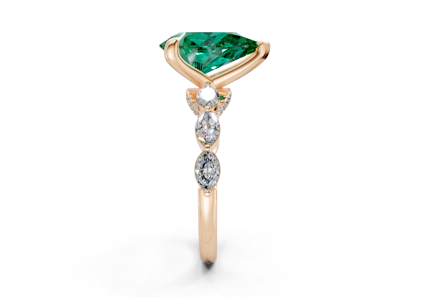 Liana Emerald Gemstone Accent Pear Cut 2mm Engagement Ring