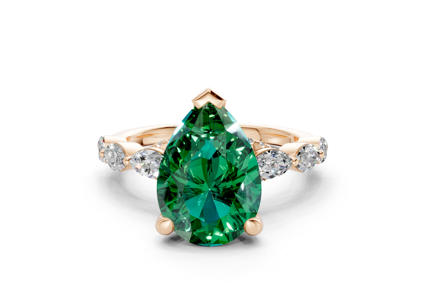 Liana Emerald Gemstone Accent Pear Cut 2mm Engagement Ring
