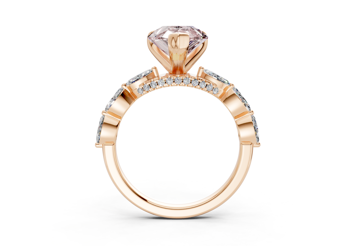 Liana Pink Diamond Accent Pear Cut 2mm Engagement Ring