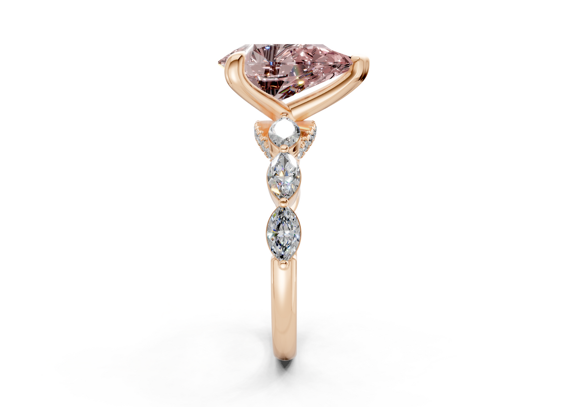 Liana Pink Diamond Accent Pear Cut 2mm Engagement Ring
