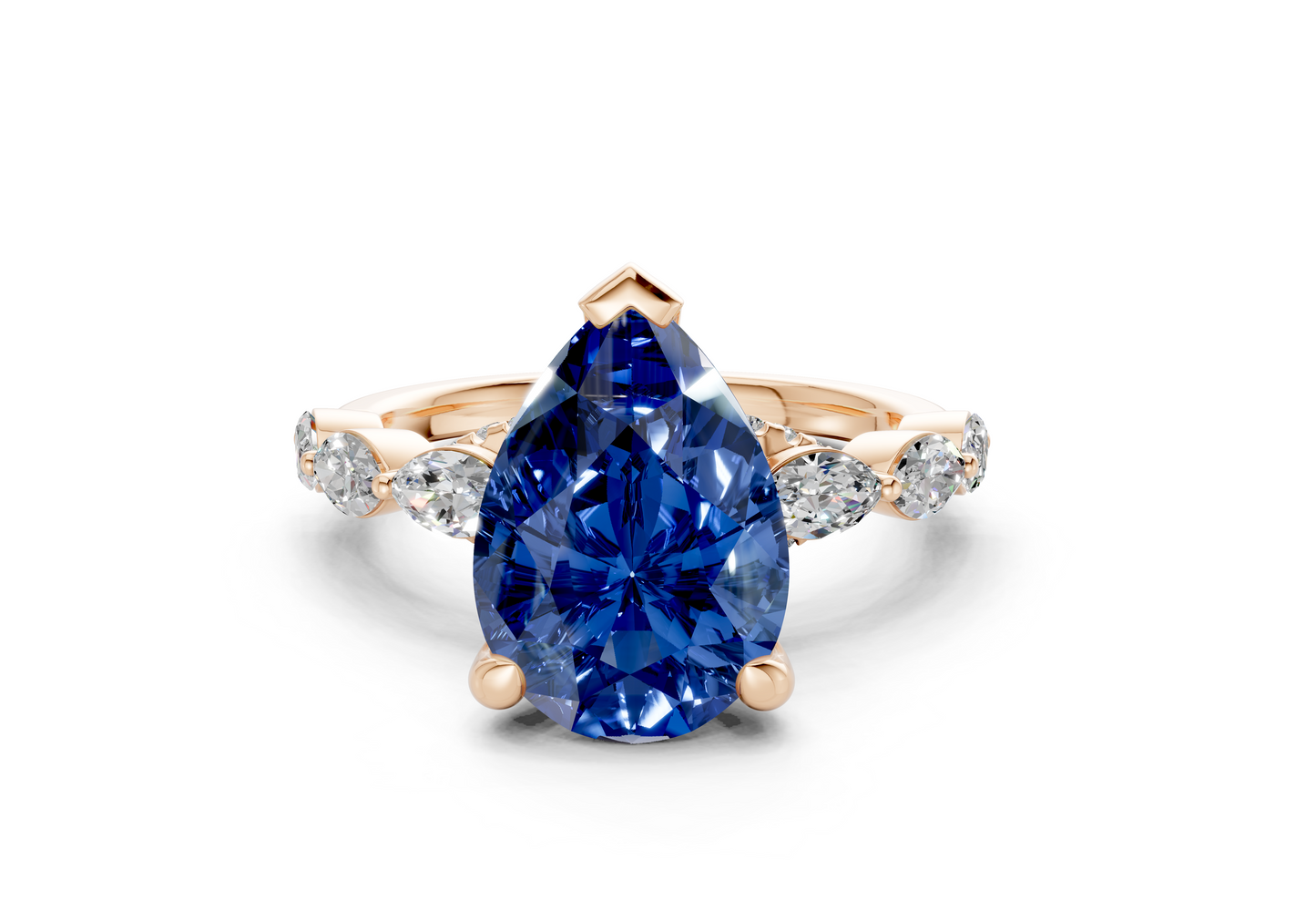Liana Sapphire Gemstone Accent Pear Cut 2mm Engagement Ring