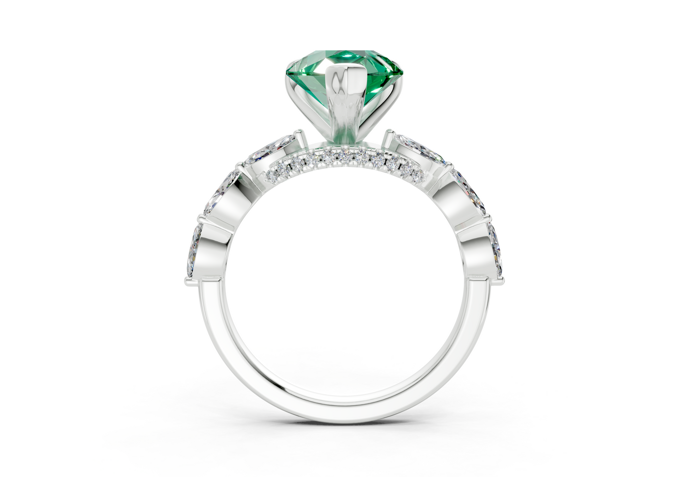 Liana Emerald Gemstone Accent Pear Cut 2mm Engagement Ring