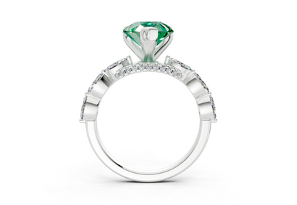 Liana Emerald Gemstone Accent Pear Cut 2mm Engagement Ring