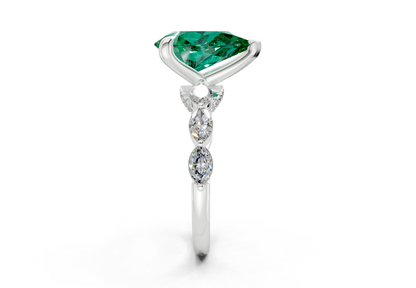 Liana Emerald Gemstone Accent Pear Cut 2mm Engagement Ring
