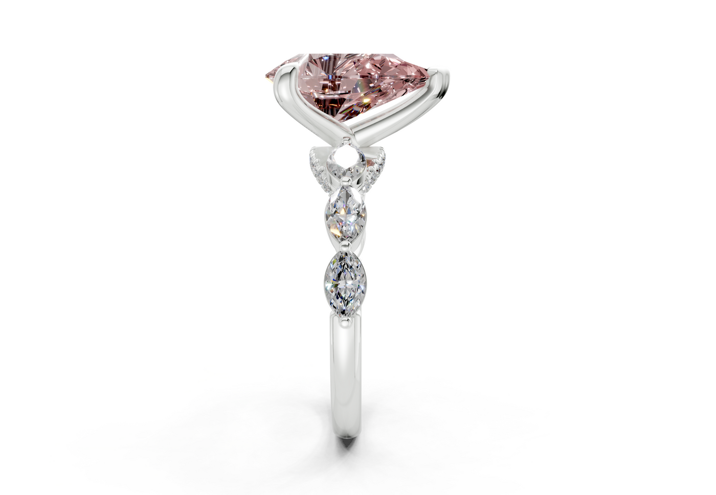 Liana Pink Diamond Accent Pear Cut 2mm Engagement Ring
