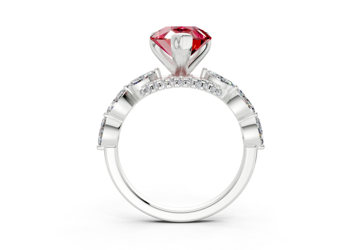 Liana Ruby Gemstone Accent Pear Cut 2mm Engagement Ring
