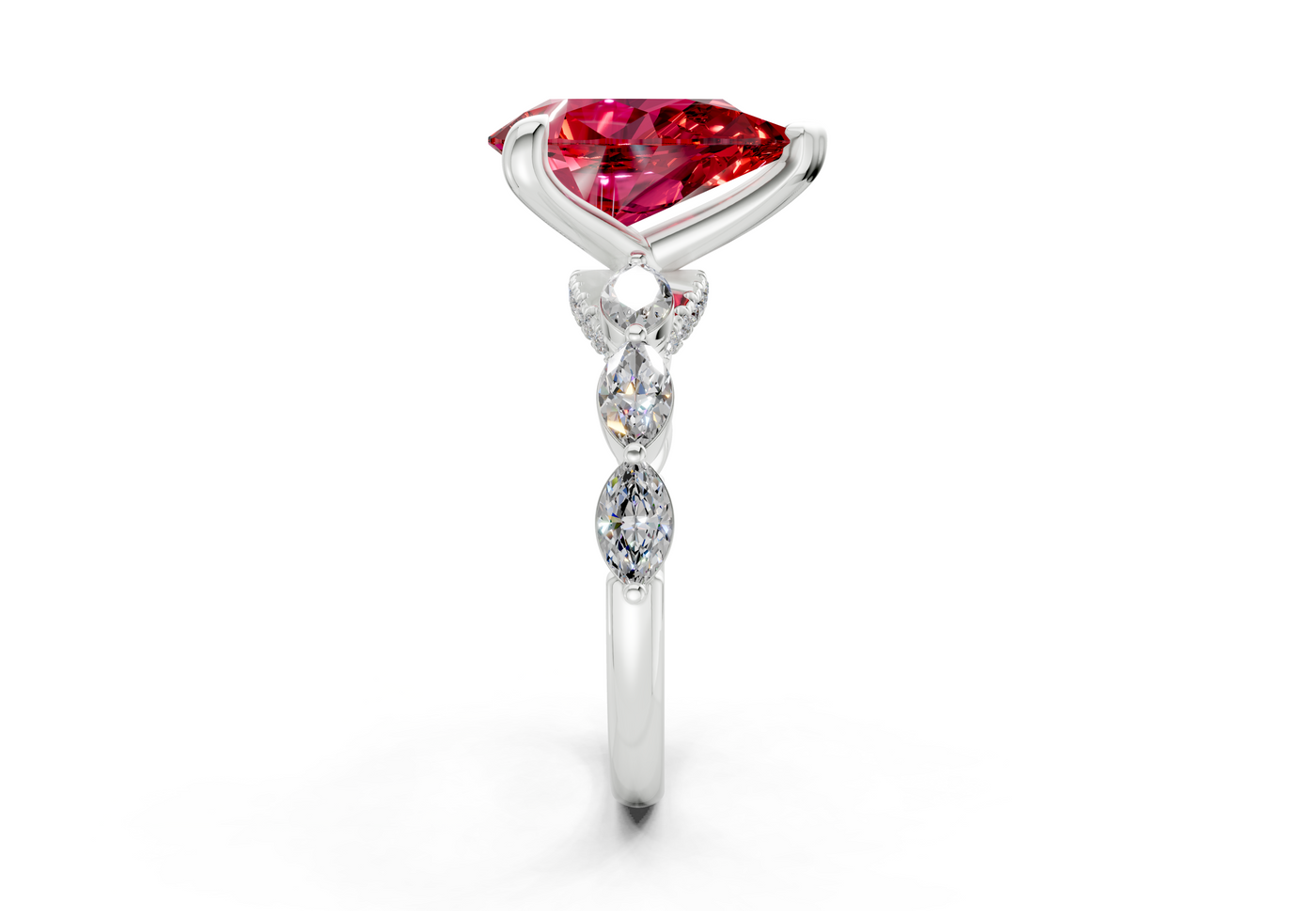 Liana Ruby Gemstone Accent Pear Cut 2mm Engagement Ring