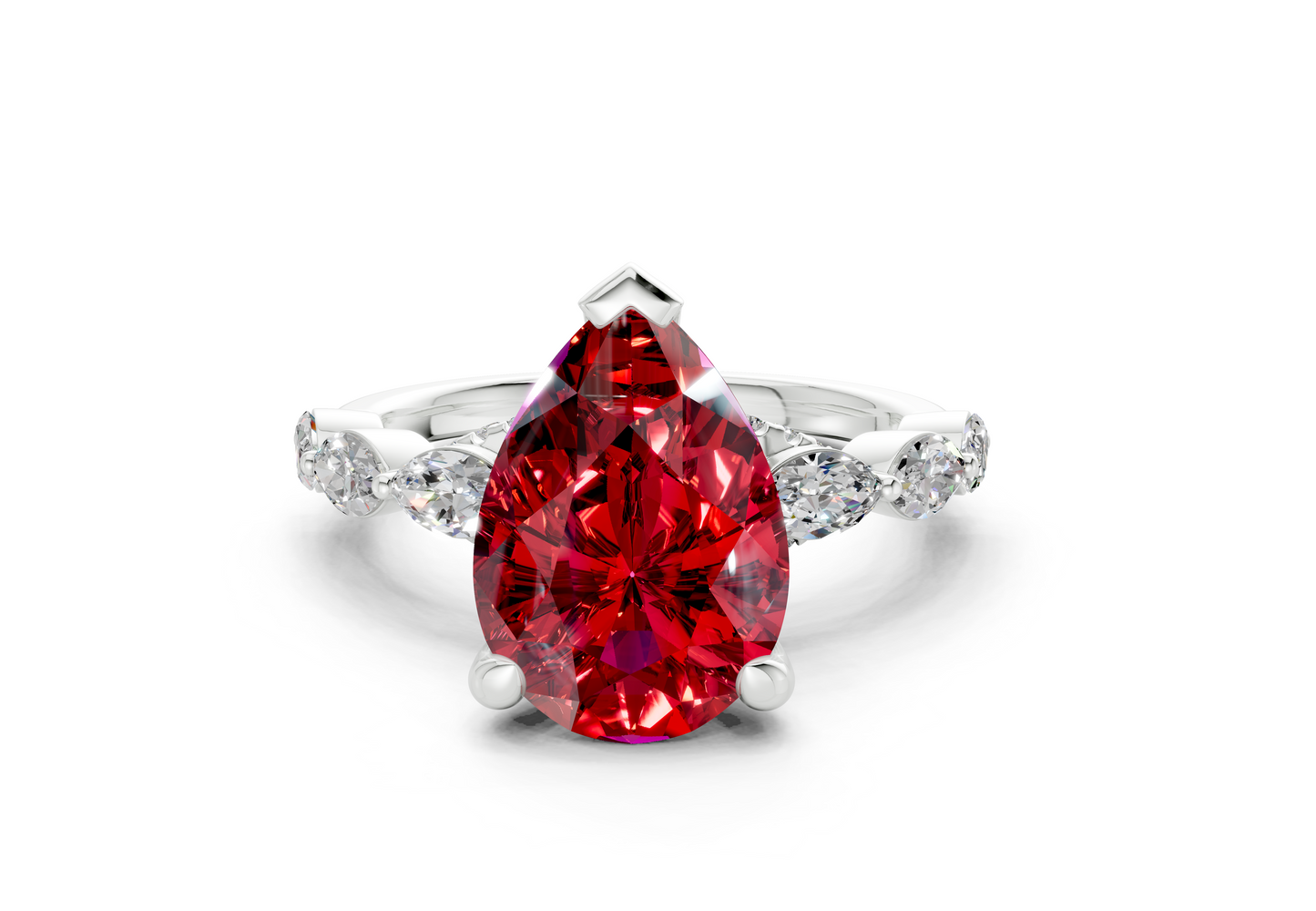 Liana Ruby Gemstone Accent Pear Cut 2mm Engagement Ring