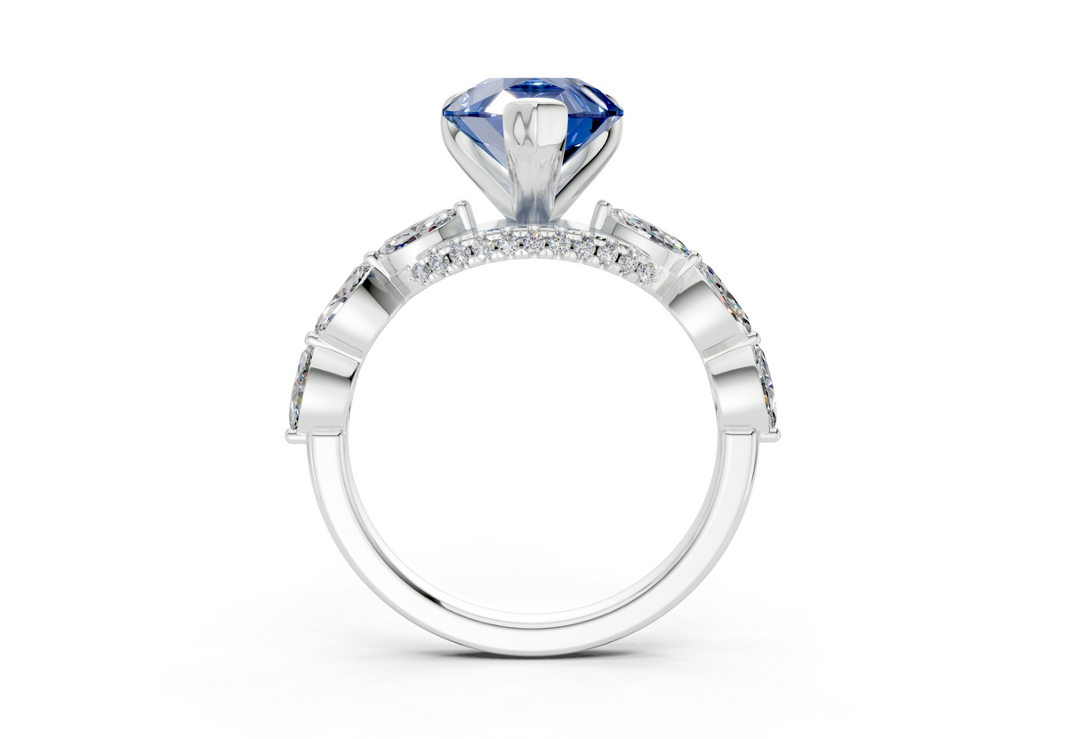 Liana Sapphire Gemstone Accent Pear Cut 2mm Engagement Ring