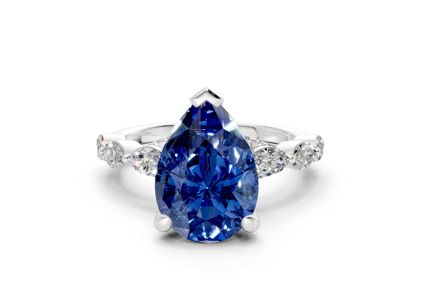 Liana Sapphire Gemstone Accent Pear Cut 2mm Engagement Ring
