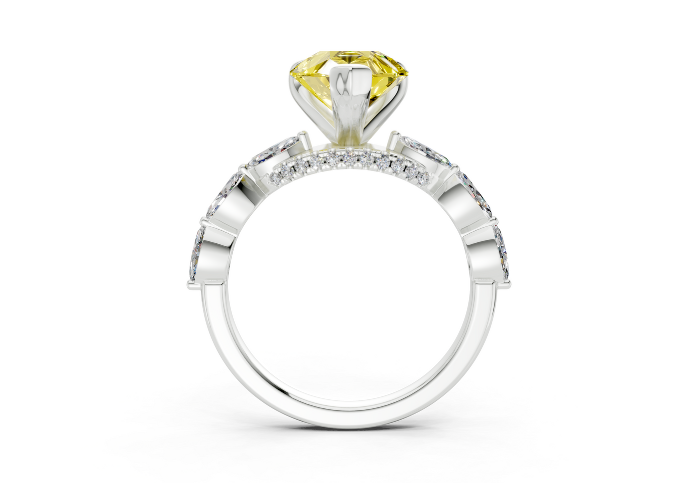 Liana Yellow Diamond Accent Pear Cut 2mm Engagement Ring