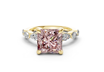 Liana Pink Diamond Accent Princess Cut 2mm Engagement Ring
