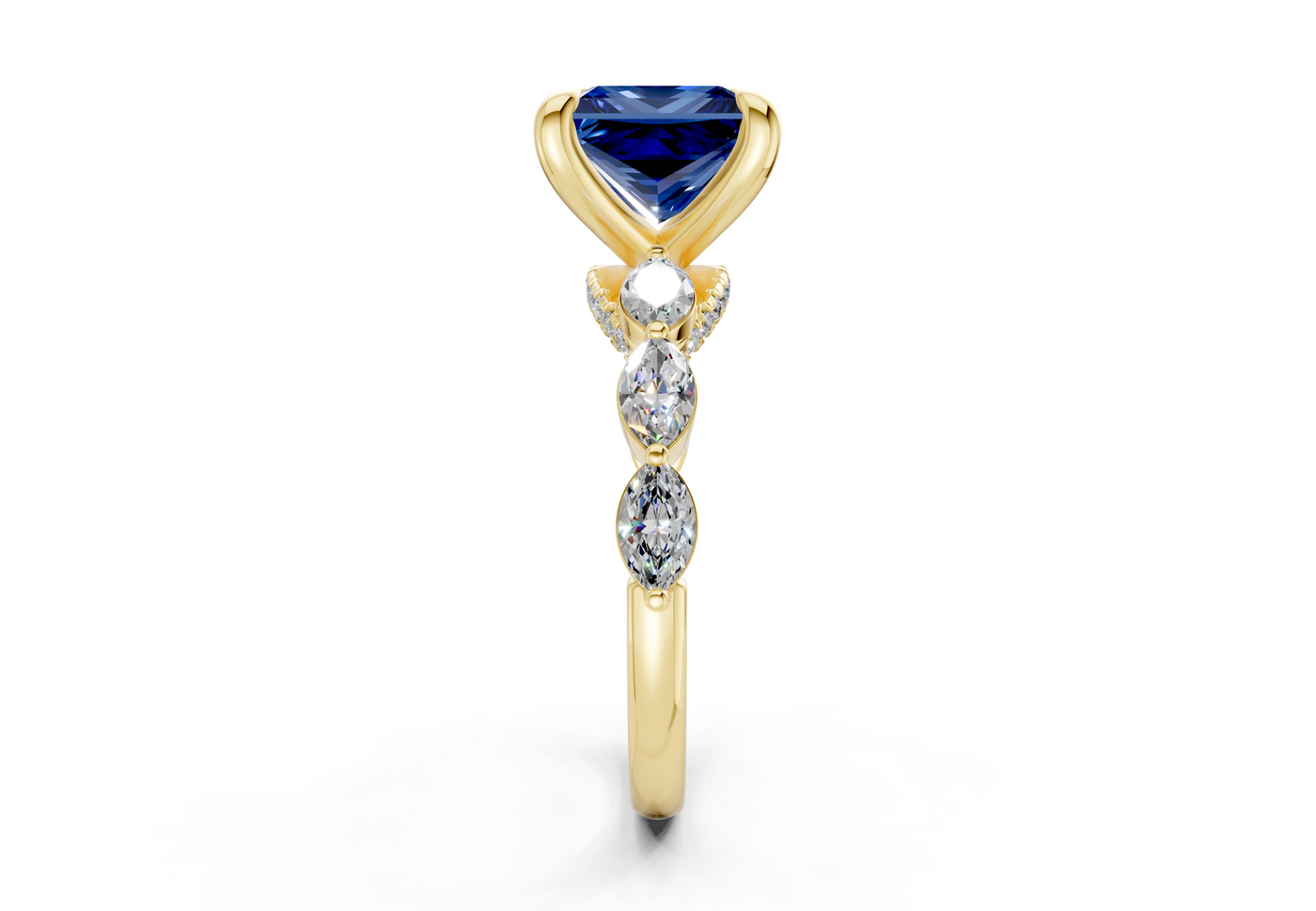 Liana Sapphire Gemstone Accent Princess Cut 2mm Engagement Ring