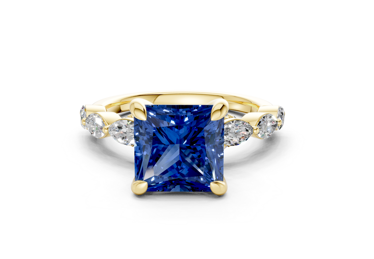 Liana Sapphire Gemstone Accent Princess Cut 2mm Engagement Ring