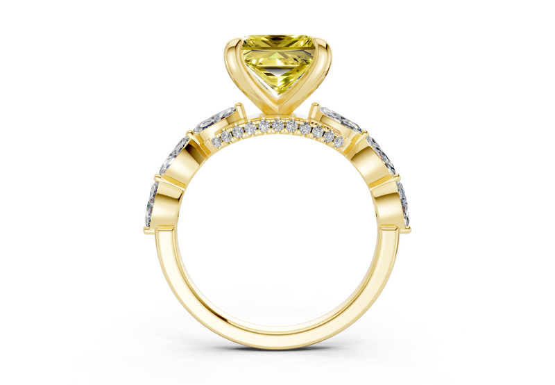 Liana Yellow Diamond Accent Princess Cut 2mm Engagement Ring