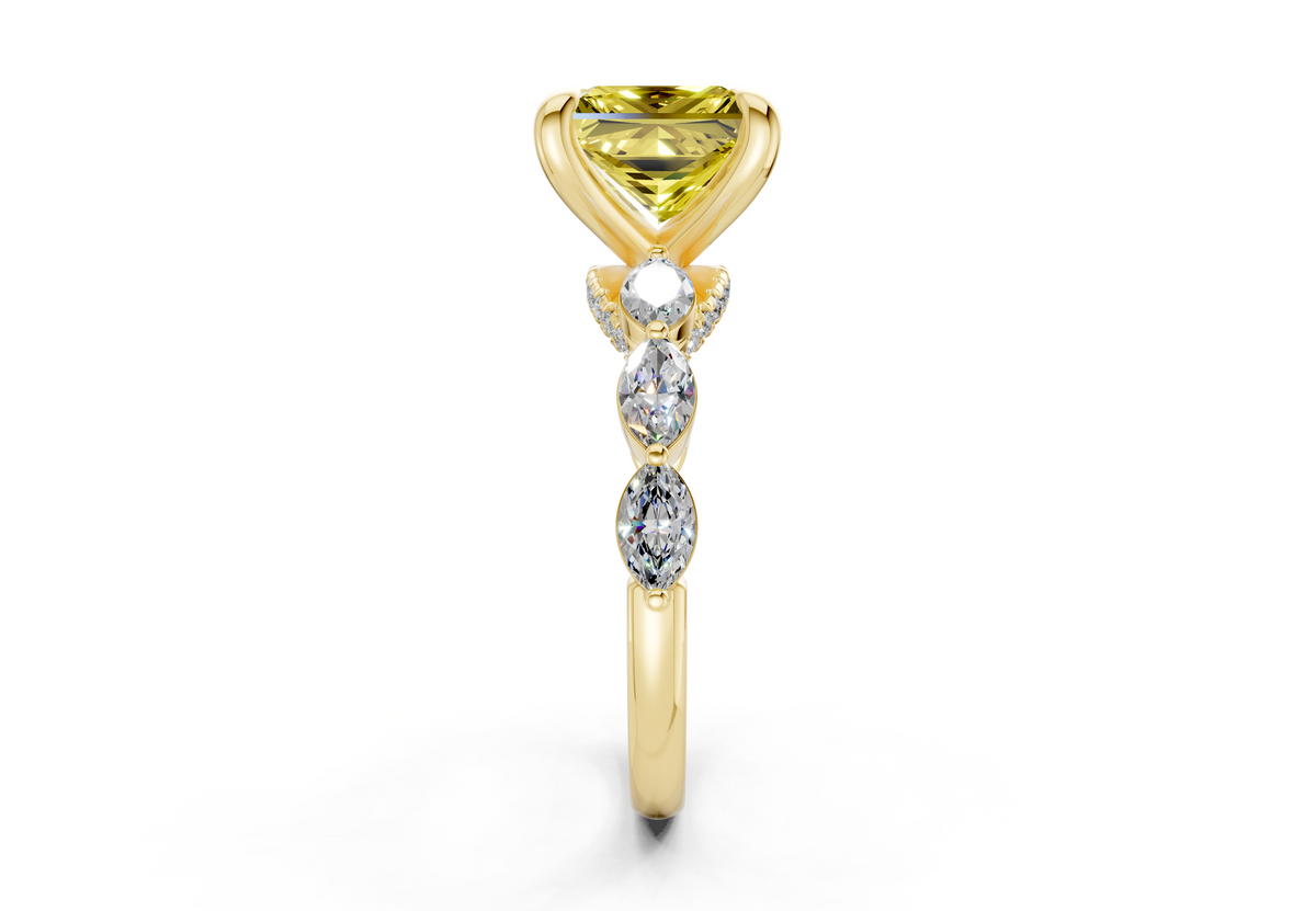 Liana Yellow Diamond Accent Princess Cut 2mm Engagement Ring