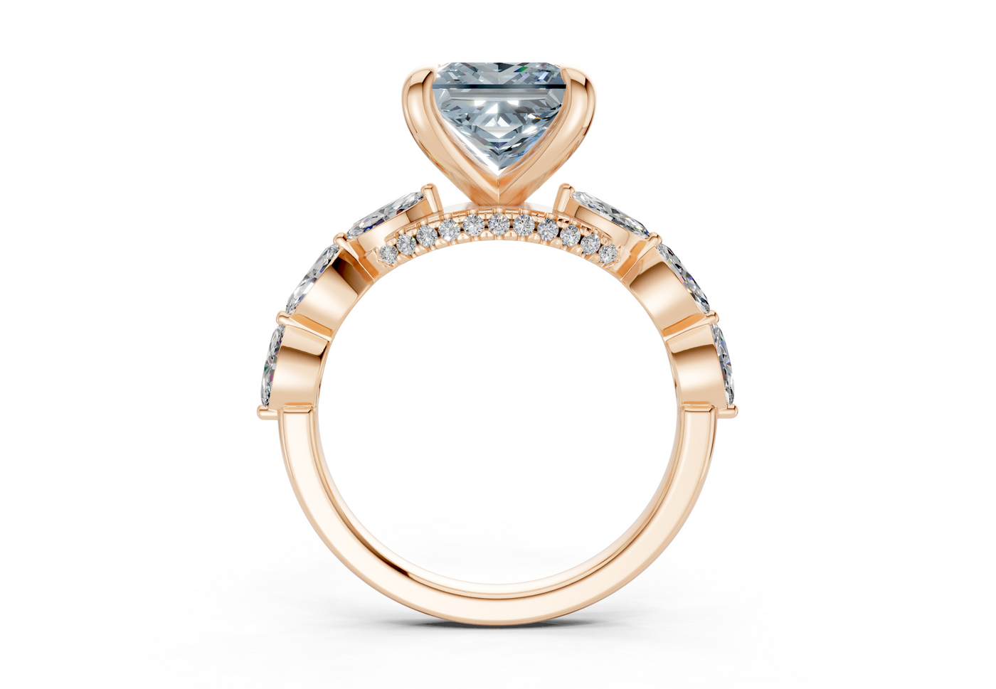 Liana Blue Diamond Accent Princess Cut 2mm Engagement Ring