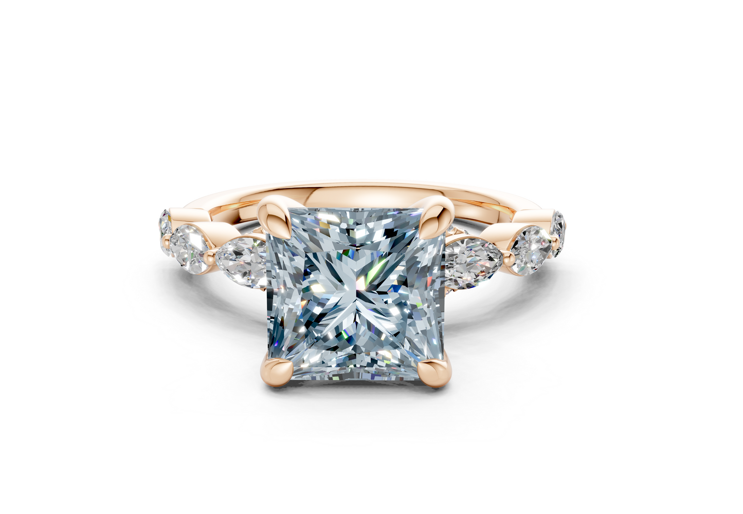 Liana Blue Diamond Accent Princess Cut 2mm Engagement Ring