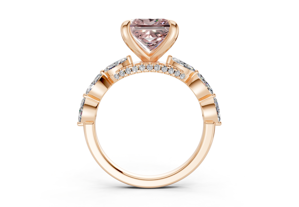 Liana Pink Diamond Accent Princess Cut 2mm Engagement Ring