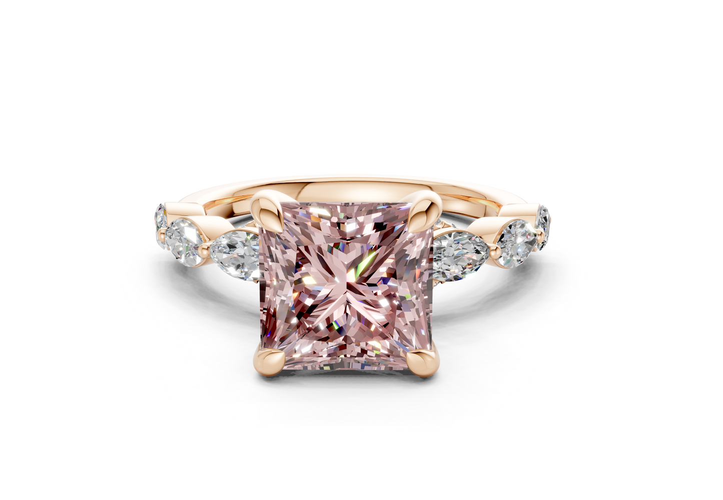 Liana Pink Diamond Accent Princess Cut 2mm Engagement Ring