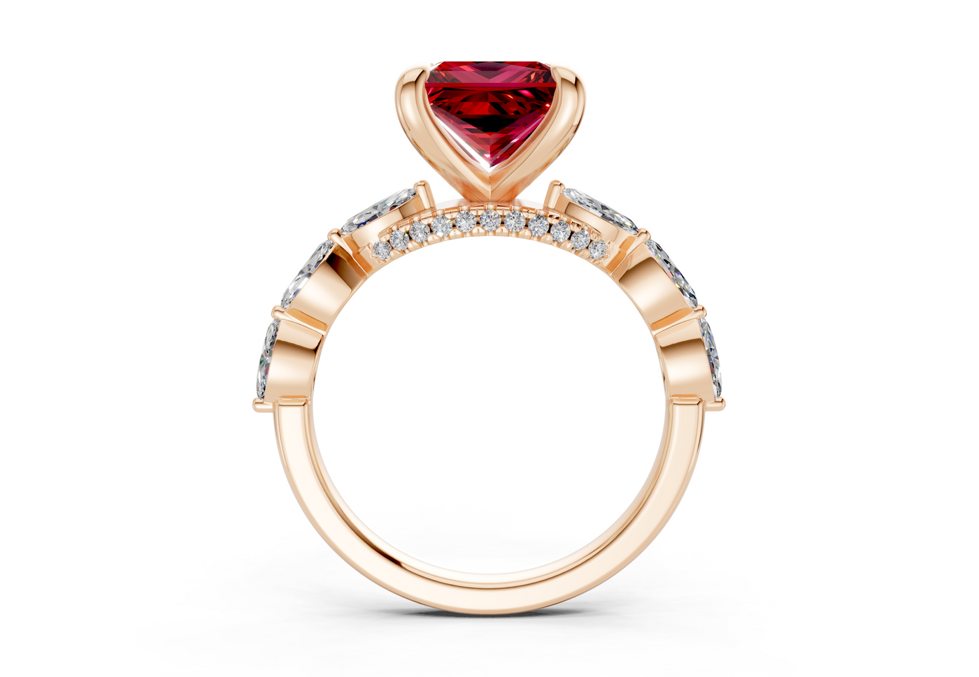 Liana Ruby Gemstone Accent Princess Cut 2mm Engagement Ring