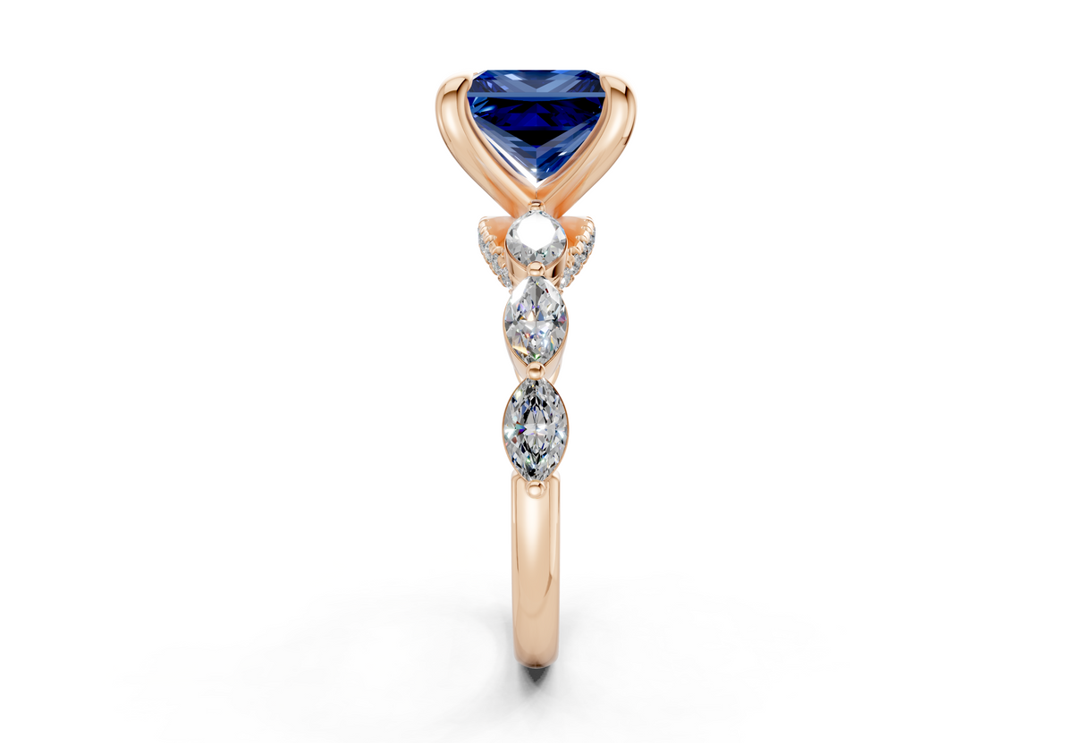 Liana Sapphire Gemstone Accent Princess Cut 2mm Engagement Ring