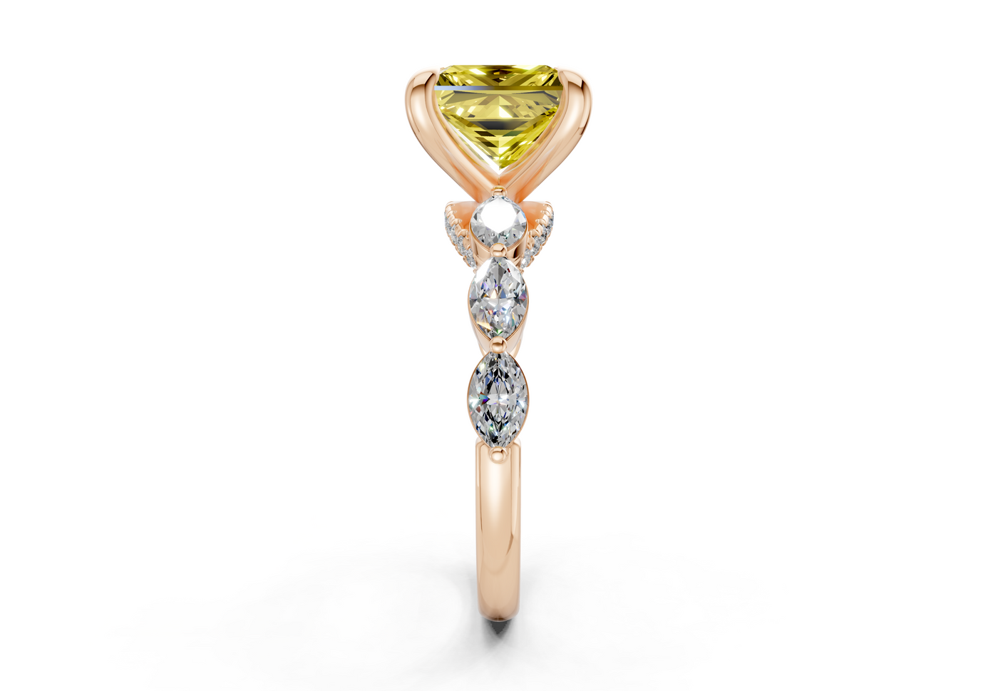 Liana Yellow Diamond Accent Princess Cut 2mm Engagement Ring