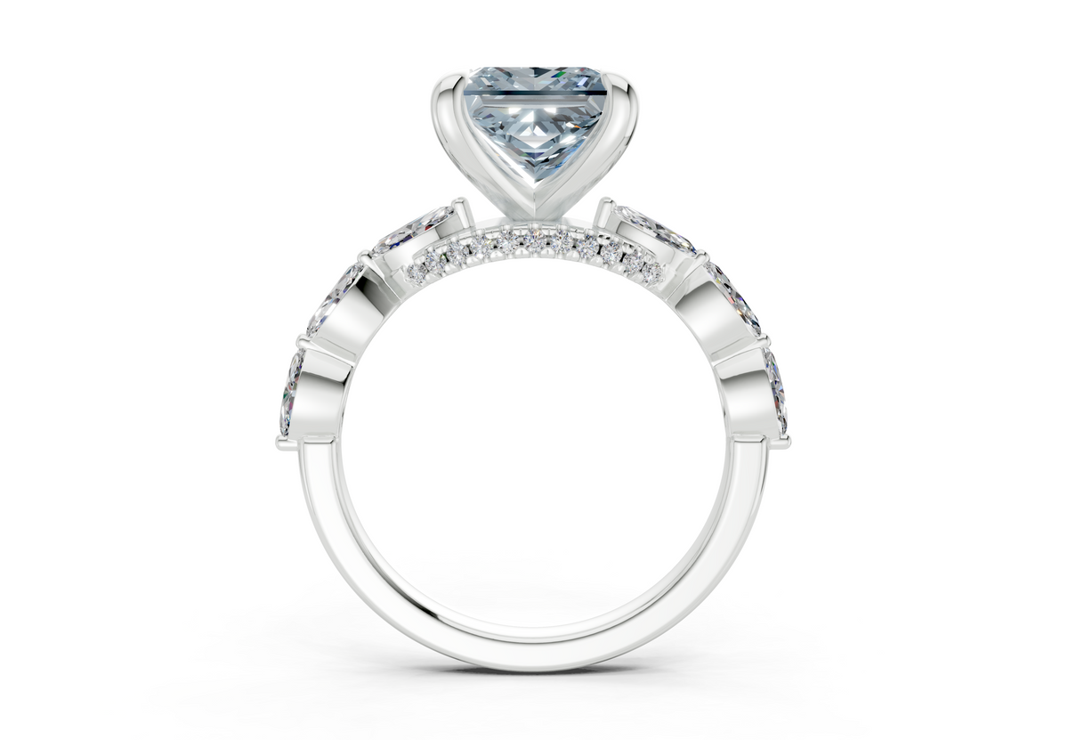 Liana Blue Diamond Accent Princess Cut 2mm Engagement Ring