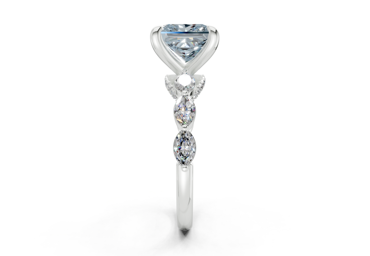 Liana Blue Diamond Accent Princess Cut 2mm Engagement Ring