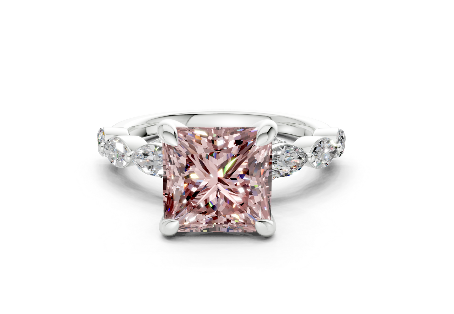 Liana Pink Diamond Accent Princess Cut 2mm Engagement Ring