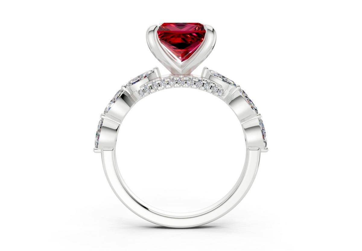 Liana Ruby Gemstone Accent Princess Cut 2mm Engagement Ring