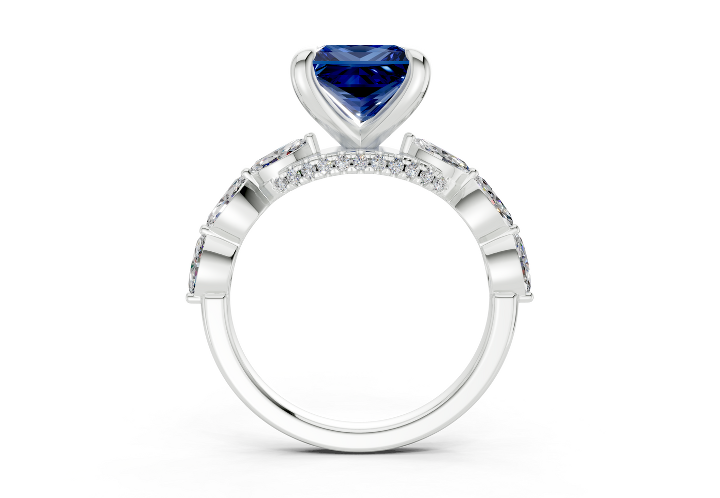 Liana Sapphire Gemstone Accent Princess Cut 2mm Engagement Ring