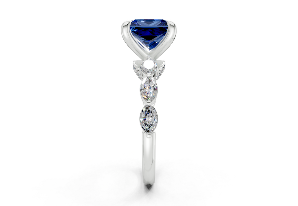 Liana Sapphire Gemstone Accent Princess Cut 2mm Engagement Ring